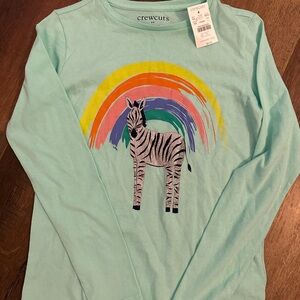 Crewcuts Kids Teal Zebra Rainbow Long Sleeve Tee